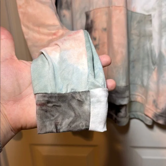 Wallflower Tie-Dye Hoodie - Gray, Green, Peach - Picture 3 of 7